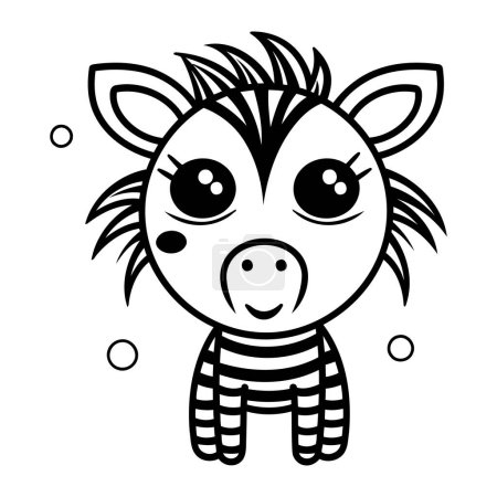 Illustration for Coloring page for children. Cute cartoon zebra. Vector illustration. - Royalty Free Image
