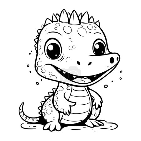 Téléchargez les illustrations : Crocodile dessin animé mignon isolé sur fond blanc. Illustration vectorielle. - en licence libre de droit