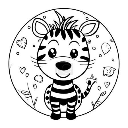 Illustration for Cute zebra animal cartoon vector illustration graphic design in black and white - Royalty Free Image