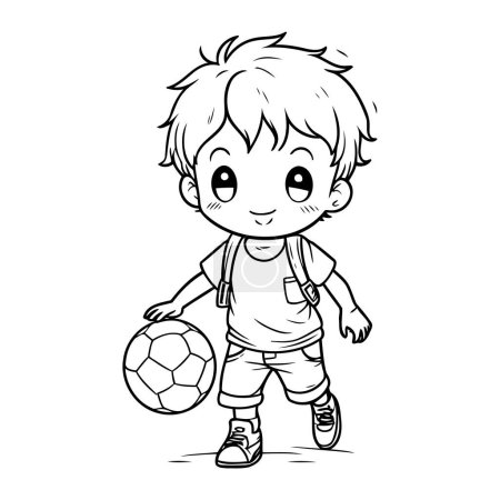 Illustration for Cute little boy playing soccer. sketch for your design. Vector illustration - Royalty Free Image