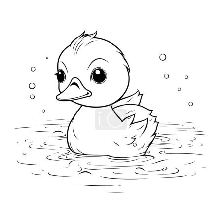 Illustration for Duckling swimming in the water. Vector illustration for coloring page - Royalty Free Image