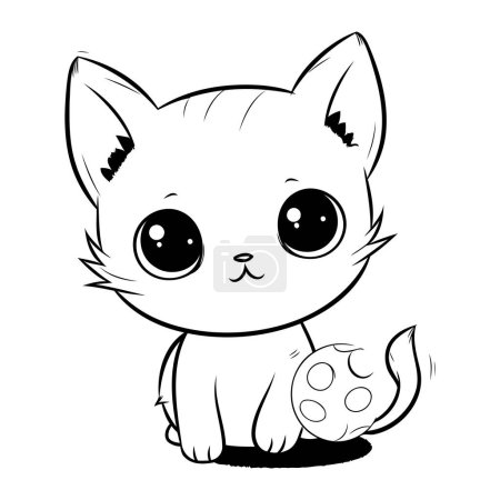 Photo for Cute cartoon cat with ball on white background. Vector illustration. - Royalty Free Image