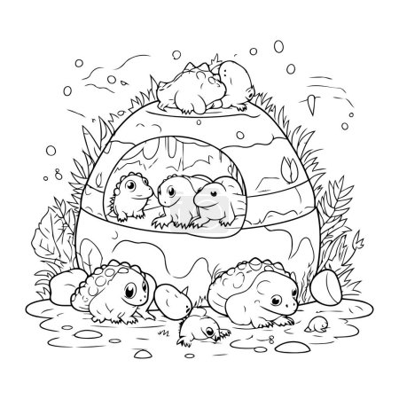 Illustration for Coloring book for children. hedgehogs in an igloo - Royalty Free Image