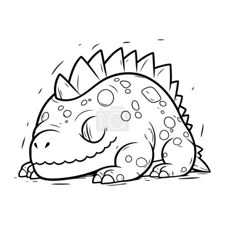 Ilustración de Ilustración vectorial de un lindo dinosaurio sobre un fondo blanco. Línea de arte. - Imagen libre de derechos