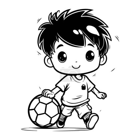 Illustration for Cute little boy playing soccer. Vector illustration of a child playing football. - Royalty Free Image