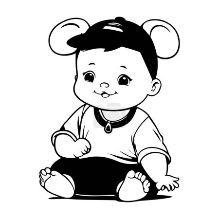 Illustration for Cute little baby boy sitting on the floor. Vector illustration. - Royalty Free Image