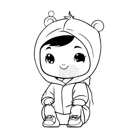Illustration for Cute little baby boy in winter clothes. Cartoon vector illustration. - Royalty Free Image