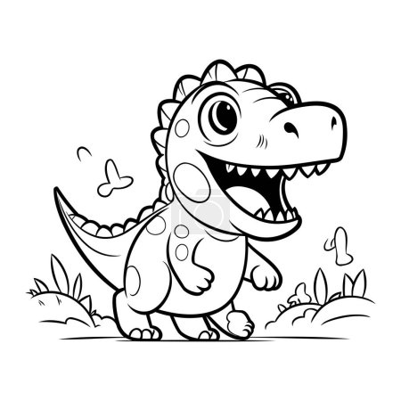 Ilustración de Lindo personaje de mascota de dibujos animados dinosaurio. Ilustración vectorial. - Imagen libre de derechos