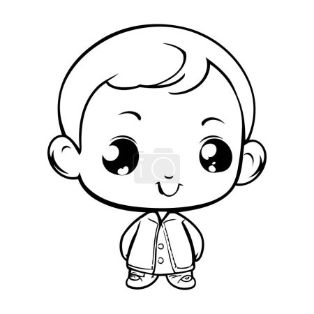Ilustración de Lindo niño avatar carácter vector ilustración diseño blanco y negro - Imagen libre de derechos