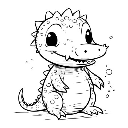 Illustration for Cute cartoon crocodile. Vector illustration for coloring book or page. - Royalty Free Image