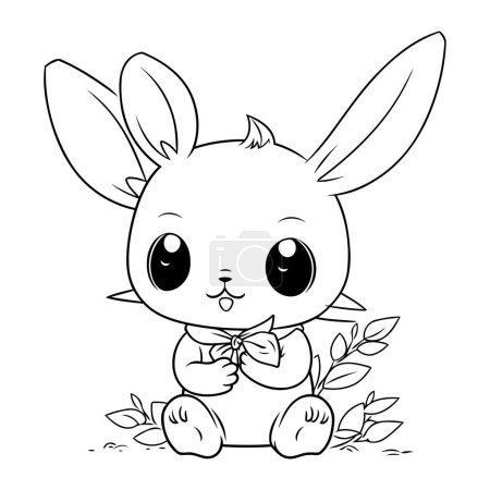Illustration for Cute little rabbit with flowers kawaii character vector illustration design - Royalty Free Image