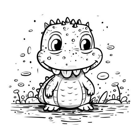 Téléchargez les illustrations : Mignon crocodile de dessin animé. Illustration vectorielle pour livre ou page à colorier. - en licence libre de droit