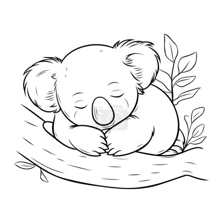 Téléchargez les illustrations : Mignon koala dormant dans le nid. Illustration vectorielle pour livre à colorier. - en licence libre de droit