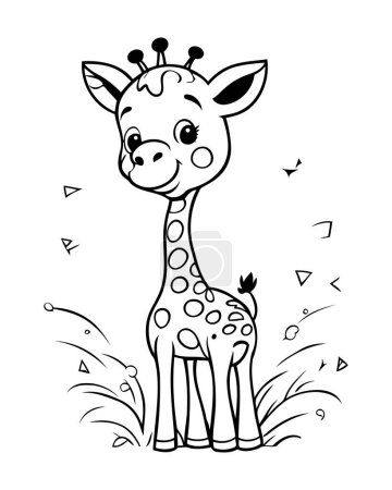Téléchargez les illustrations : Livre à colorier pour enfants. Jolie girafe. Illustration vectorielle. - en licence libre de droit