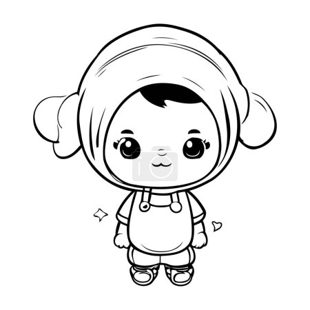 Illustration for Cute little girl kawaii cartoon. vector illustration graphic design - Royalty Free Image