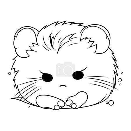 Téléchargez les illustrations : Joli hamster avec les yeux fermés. Illustration vectorielle pour livre à colorier. - en licence libre de droit