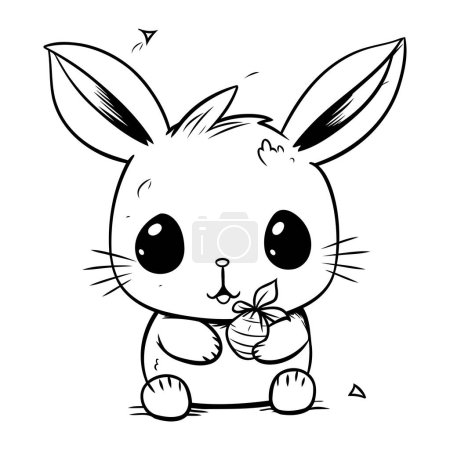 Ilustración de Lindo conejito con huevos de Pascua. Ilustración vectorial para colorear libro. - Imagen libre de derechos