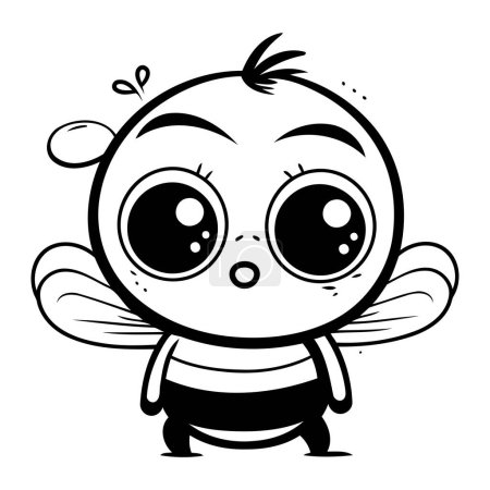 Illustration for Black and White Cartoon Illustration of Cute Little Bee Character for Coloring Book - Royalty Free Image