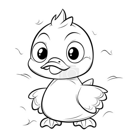 Téléchargez les illustrations : Coloriage contour de mignon bébé canard dessin animé vectoriel illustration - en licence libre de droit
