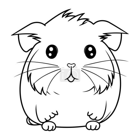 Téléchargez les illustrations : Jolie bande dessinée de hamster. Illustration en noir et blanc pour livre à colorier. - en licence libre de droit