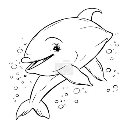 Ilustración de Libro para colorear para niños. Delfín Delfín. Ilustración vectorial. - Imagen libre de derechos