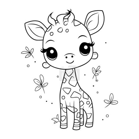 Ilustración de Lindo pequeño jirafa bebé kawaii carácter vector ilustración diseño - Imagen libre de derechos
