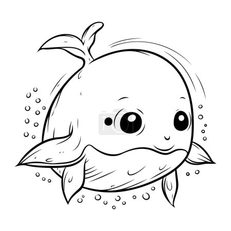Illustration for Black and White Cartoon Illustration of Cute Whale or Dolphin Animal Character Coloring Book - Royalty Free Image