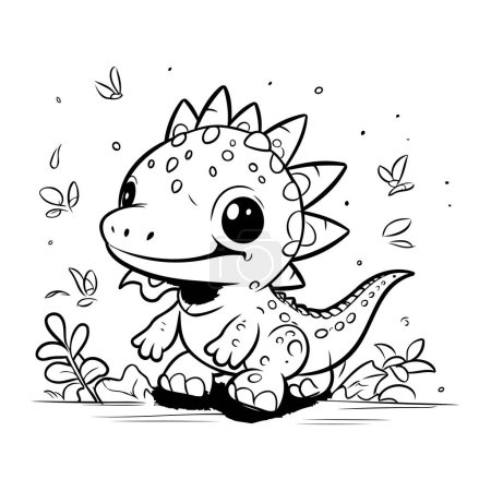 Illustration for Cute cartoon stegosaurus. Vector illustration for coloring book. - Royalty Free Image