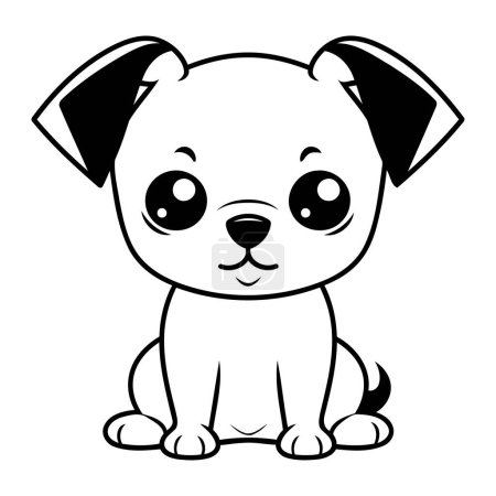 Téléchargez les photos : Mignon chien mascotte icône isolée vecteur illustration design noir et blanc - en image libre de droit