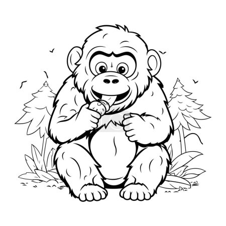 Illustration for Gorilla Cartoon Mascot Character Vector Illustration for Coloring Book - Royalty Free Image