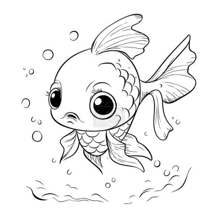 Ilustración de Bonito pez dorado de dibujos animados. Libro para colorear para niños. Ilustración vectorial. - Imagen libre de derechos