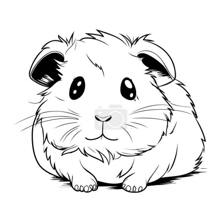 Illustration for Hamster black and white vector illustration isolated on a white background. - Royalty Free Image