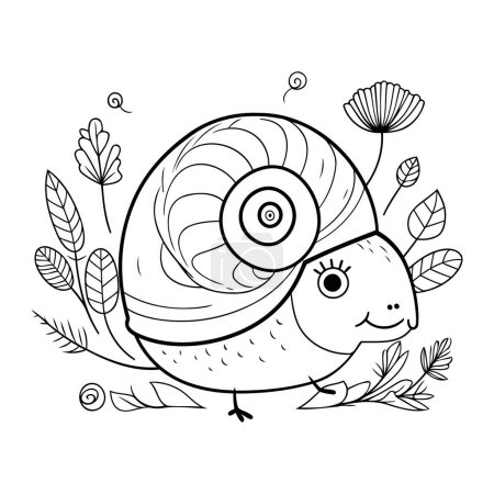 Illustration for Cute snail coloring book page for kids and adults. Vector illustration - Royalty Free Image