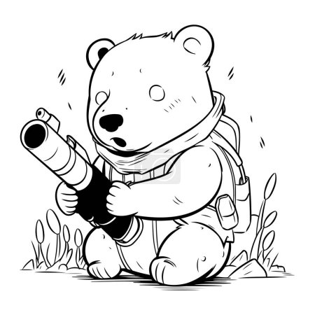 Illustration for Polar Bear with a map and a backpack. Vector illustration. - Royalty Free Image