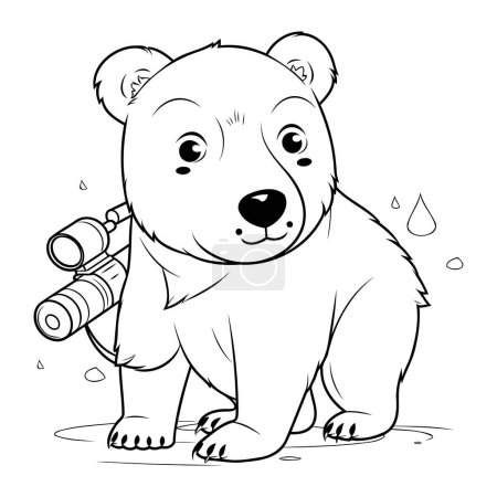 Téléchargez les illustrations : Illustration d'un ours mignon avec une caméra et une goutte d'eau - en licence libre de droit
