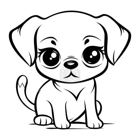 Illustration for Cute Cartoon Dog   Black and White Vector Illustration. Isolated On White Background - Royalty Free Image