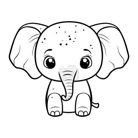 Illustration for Cute cartoon elephant. Vector illustration. Coloring book for children. - Royalty Free Image