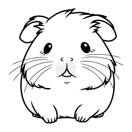 Illustration for Illustration of a Cute Guinea Pig Cartoon Character Coloring Book - Royalty Free Image