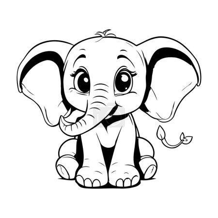 Téléchargez les illustrations : Éléphant de dessin animé mignon isolé sur un fond blanc. Illustration vectorielle
. - en licence libre de droit