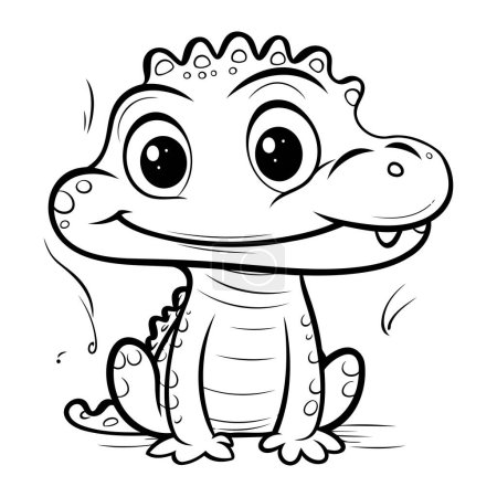 Téléchargez les illustrations : Mignon personnage de dessin animé bébé crocodile. Illustration vectorielle isolée sur fond blanc - en licence libre de droit