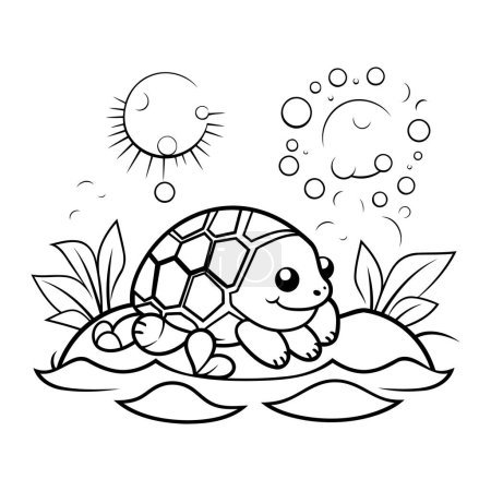 Téléchargez les illustrations : Coloriage de tortue. Livre à colorier pour enfants. Illustration vectorielle. - en licence libre de droit