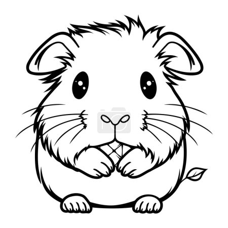 Téléchargez les illustrations : Illustration de dessin animé noir et blanc de caractère animal drôle pour livre à colorier - en licence libre de droit