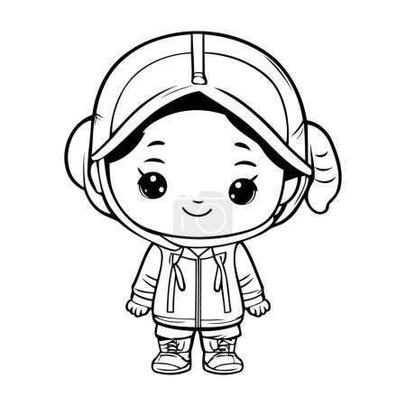 Photo for Cute cartoon astronaut. Vector illustration design. Black and white. - Royalty Free Image