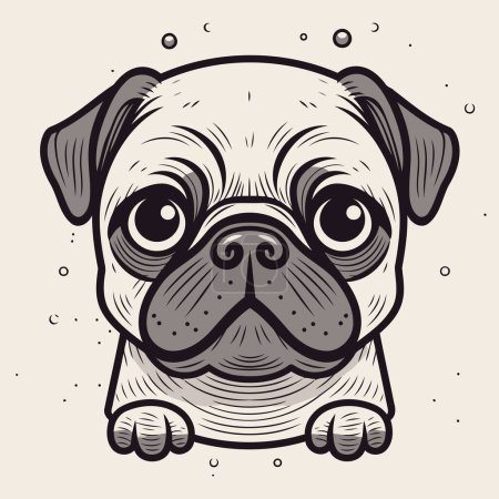 Illustration for Cute pug dog face. Vector illustration in cartoon style. - Royalty Free Image