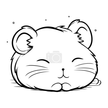 Illustration for Black and White Cartoon Illustration of Cute Hamster Animal Character for Coloring Book - Royalty Free Image