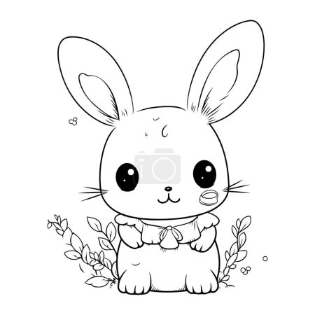 Illustration for Cute little rabbit with leafs kawaii character vector illustration design - Royalty Free Image