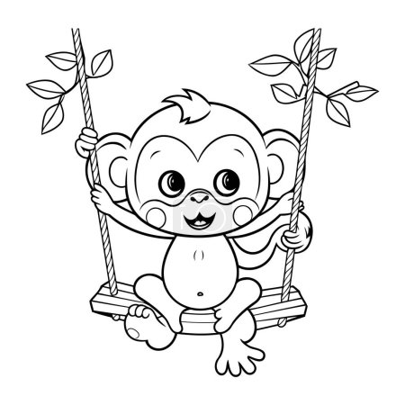 Téléchargez les illustrations : Conception de dessin animé singe. Zoo animalier vie nature et faune thème Illustration vectorielle - en licence libre de droit