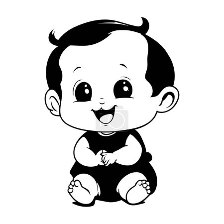 Téléchargez les illustrations : Mignon bébé garçon dessin animé isolé sur fond blanc. Illustration vectorielle. - en licence libre de droit