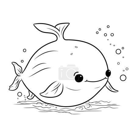 Photo for Cute cartoon whale. Vector illustration. Coloring book for children. - Royalty Free Image