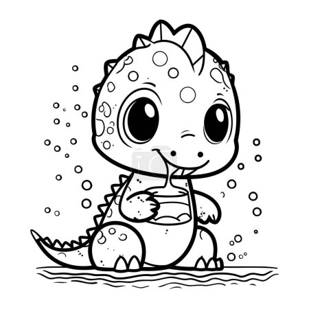 Téléchargez les illustrations : Joli bébé crocodile. Livre à colorier pour enfants. Illustration vectorielle - en licence libre de droit